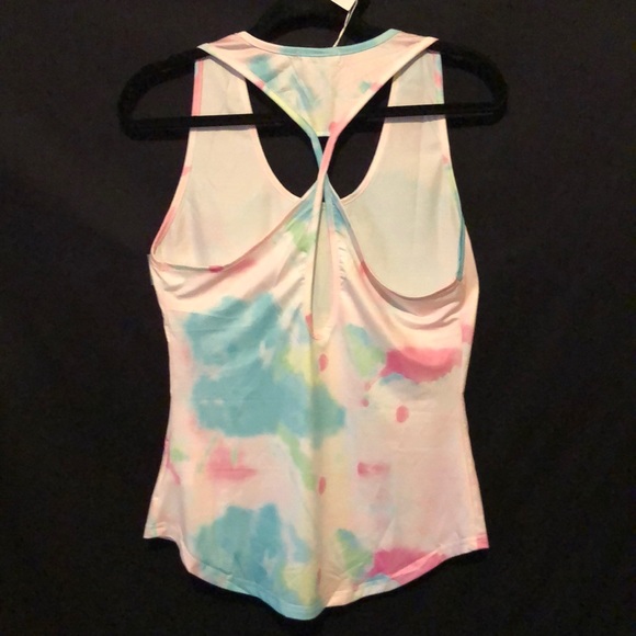 CoolRun NWT TieDye Tank. Cute Back Detail. Teal, Pinks, Greens, & White. - Picture 2 of 9